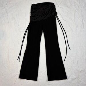 SHEIN Black Flare Pants with Ruched Waist